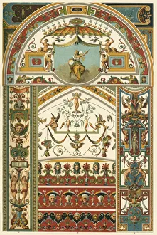 Symmetrical Prints: Italian Renaissance ceiling and wall painting, (1898). Creator: Unknown