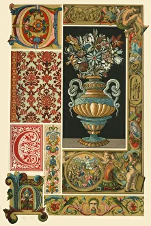 Inlaying Prints: Italian Renaissance illumination, weaving, and marble-mosaic, (1898). Creator: Unknown