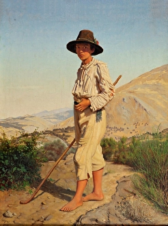 Crook Prints: An Italian shepherd boy, 1856. Creator: Frederik Vermehren