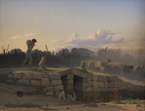 Knapsack Prints: An Italian Shepherd Boy Driving a Flock of Sheep, 1838. Creator: Johan Vilhelm Gertner
