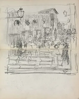 1858 1924 Prints: Italian Sketchbook: Bridge with Figures (page 93 & 94), 1898-1899