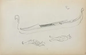 Italian Sketchbook: Gondola and Two Gondoliers (page 14), 1898-1899. Creator: Maurice Prendergast
