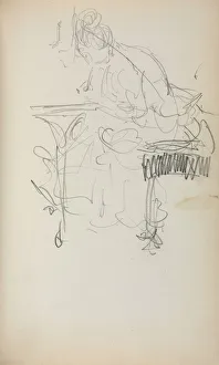 Italian Sketchbook: Seated Woman Sewing (page 153), 1898-1899. Creator: Maurice Prendergast