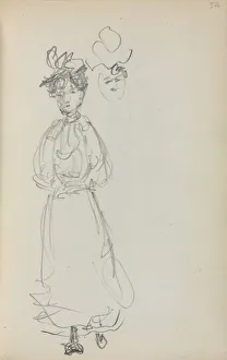 Italian Sketchbook: Standing Woman, face (page 52), 1898-1899. Creator: Maurice Prendergast