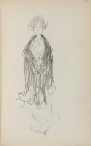 1858 1924 Prints: Italian Sketchbook: Standing Woman with Shawl (page 54)