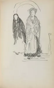 1858 1924 Prints: Italian Sketchbook: Two Standing Women (page 123), 1898-1899. Creator: Maurice Prendergast