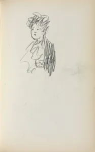 Italian Sketchbook: Woman, bust length (page 127), 1898-1899. Creator: Maurice Prendergast Italian Sketchbook: Woman, bust length (page 127), 1898-1899. Creator: Maurice Prendergast