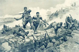Italian Soldiers Equipped with Breast-plates, 1917. Creator: Unknown