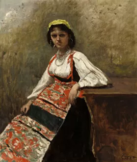 Images Dated 25th February 2021: Italian Woman (La Morieri), c. 1872. Creator: Jean-Baptiste-Camille Corot