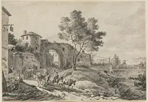 Nicolaes Berghem Prints: Italianate Landscape with Figures, between 1650 and 1670. Creator: Nicolaes Berchem