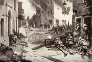 Burning Prints: How the Italians Drove the Austrians out of Burning Asiago, 1917. Creator: Unknown