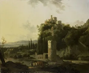 Italianate Prints: Italinate landscape with round tower, 1667. Creator: Frederik de Moucheron