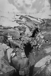 Italy Europe Prints: Italy, 1st line trenches, 7July 1918. Creator: Bain News Service