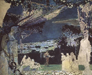 Images Dated 5th June 2013: Italy. Night in Naples. Curtain design for the Private Russian Opera, 1891