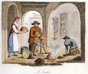 Piedmont Prints: Itinerant tinker and his boy assistant, Piemonte (Piedmont) region, north-west Italy, 1825