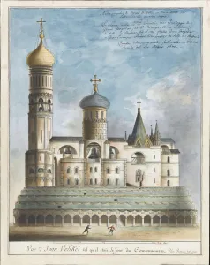 Emperor Alexander Prints: The Ivan the Great Bell Tower on Coronation Day, Early 19th century. Artist: Anonymous