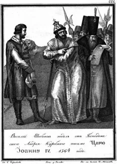 Time Of Troubles Gallery: Ivan the Terrible receives a letter from Andrey Kurbsky. 1564 (From Illustrated Karamzin), 1836