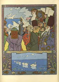 Ivan Tsarevich Prints: Ivan Tsarevich and Frog Princess, 1901. Artist: Bilibin, Ivan Yakovlevich (1876-1942)