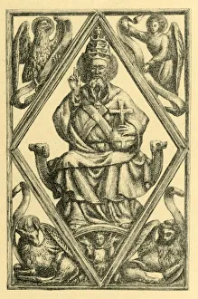 Book Cover Gallery: Ivory book cover depicting God the Father, early 15th century, (1881). Creator: J Brooke