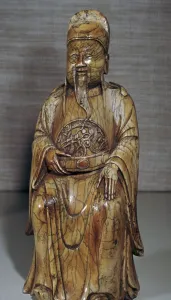 Ming Dynasty Prints: Ivory Chinese figurine of a Ming dynasty official, 17th century