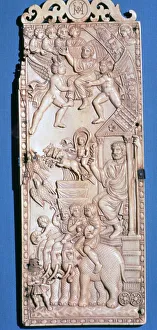 Ascending Prints: Ivory lead of a diptych showing the apotheosis of an emperor, 2nd century