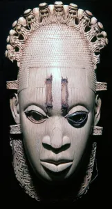 An ivory mask from Benin, Nigeria worn by the Oba of Benin on ceremonial occasions