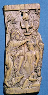 Ivory panel of the baptism of Christ in the River Jordan, 5th century Ivory panel of the baptism of Christ in the River Jordan, 5th century
