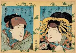 Kabuki Prints: Iwai Hanshiro V in two roles, c1830. Creator: Toyokuni, Utagawa (1769-1825)