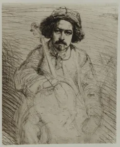 Etching And Drypoint On Paper Prints: J. Becquet, Sculptor, 1859. Creator: James Abbott McNeill Whistler