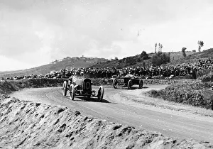 Cornering Prints: J Chassagne in the Sunbeam leading Jules Goux in the Peugeot