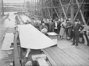 Shipbuilding Gallery: J. S. White laying the keel of the Brazilian destroyer Javary, 30th March 1938
