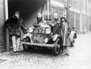 Cobblestone Prints: J Walters, JA Driskell, R Silva and ID Stuthers with a Ford V8, (1932?)