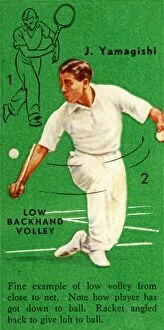 Demonstrating Gallery: J. Yamagishi - Low Backhand Volley, c1935. Creator: Unknown