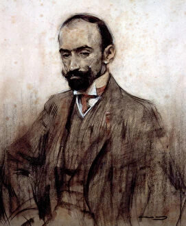 Dibujos Gallery: Jacinto Benavente (1866-1954), Spanish playwright, drawing by Ramon Casas