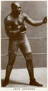 Boxing Gloves Gallery: Jack Johnson, American boxer, (1938)