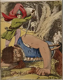 Giant Prints: Jack killing the giant, 1845. Creator: Unknown