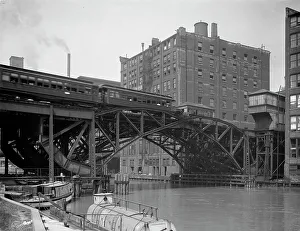 Illinois United States Prints: Jackknife Bridge, Chicago, Ill. c1907. Creator: Unknown