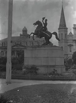 General Jackson Prints: Jackson monument in Jackson Square with the Cabildo and St