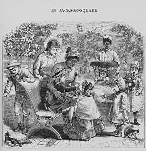 Nursemaid Prints: In Jackson Square, New Orleans, Louisiana, 1882. Creator: Unknown