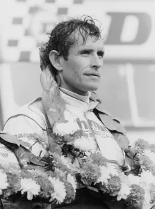 World Champion Prints: Jacky Ickx after winning the Silverstone 1000km, 1985