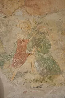 Ancient Russian Frescos Gallery: Jacob and the Angel, 12th century. Artist: Ancient Russian frescos