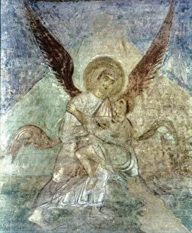 Ancient Russian Frescos Gallery: Jacob and the Angel. Artist: Ancient Russian frescos