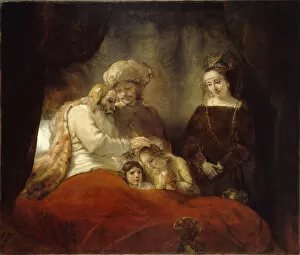 Father Collection: Jacob Blessing Ephraim and Manasseh, 1656. Artist: Rembrandt van Rhijn (1606-1669)