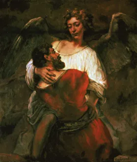 Mid 17th Century Prints: Jacob Fights the Angel, 1660. Artist: Rembrandt Harmensz van Rijn