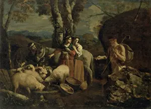 Book Of Genesis Prints: Jacob Meeting Rachel, 1700. Creator: Andrea de Leone