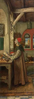 Albert De Vriendt Prints: Jacob van Maerlant Writing His Spieghel Historiael, 1889. Creator: Albrecht De Vriendt