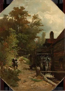 Waterwheel Prints: Jacob van Ruisdael Sketching a Watermill, 1864. Creator: Gerard Bilders