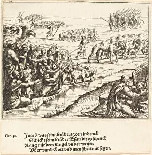 Augustin Hirschvogel Gallery: Jacob Wrestling with the Angel, 1548. Creator: Augustin Hirschvogel