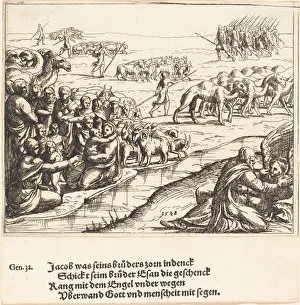 Hirschvogel Augustin Prints: Jacob Wrestling with the Angel, 1548. Creator: Augustin Hirschvogel
