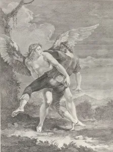 Pietro Monaco Prints: Jacob wrestling the angel, 1730-39. Creator: Pietro Monaco